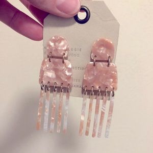 Pink and white opalescent earrings